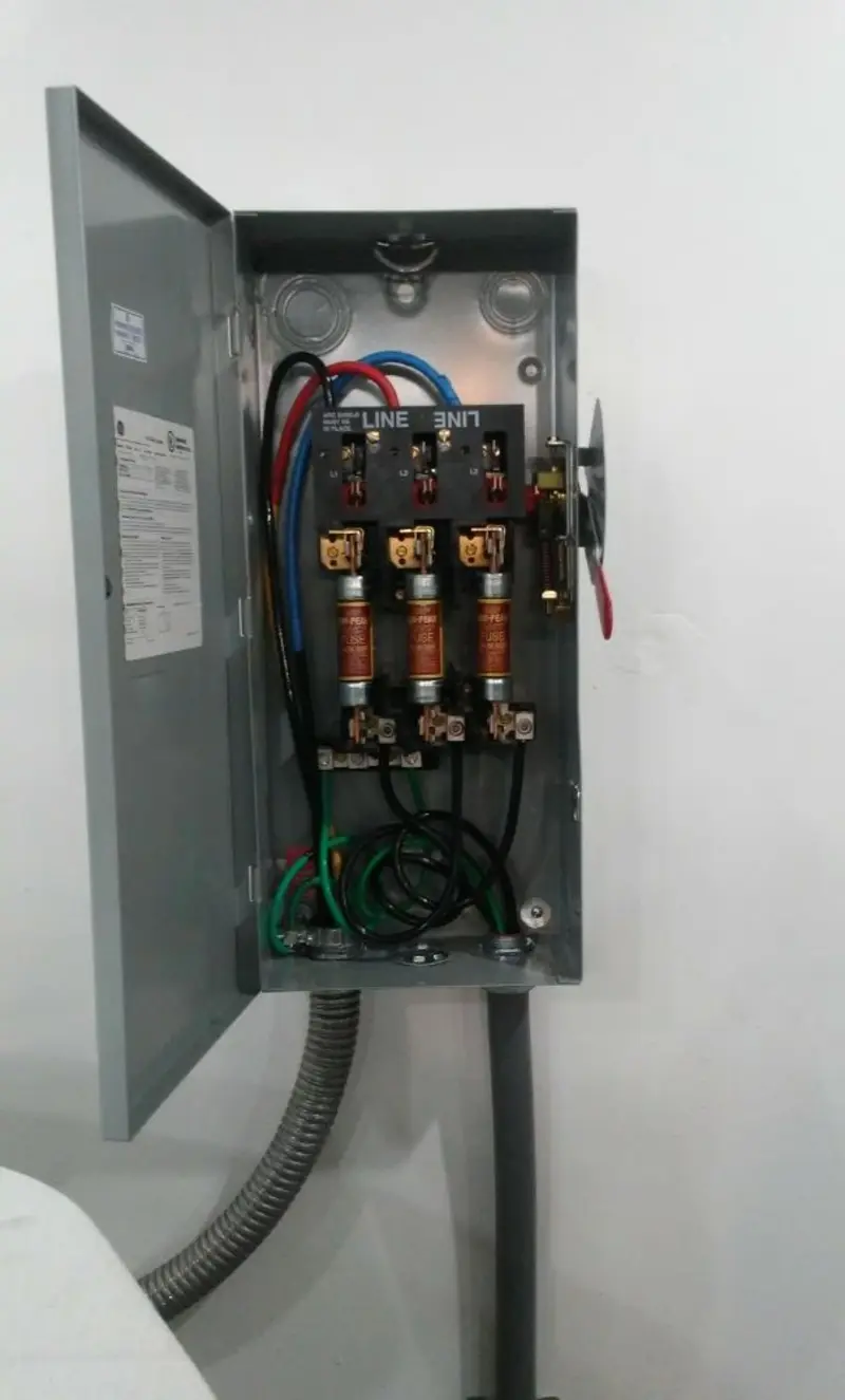 Three-phase disconnect switch installed for Smoke Detector Installation in Asheville